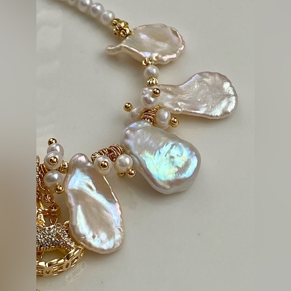 N291-Premium Keshi Pearl And Baby Pearl Pony Necklace - Picture 8 of 12